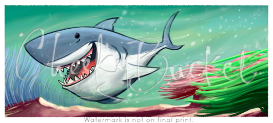 cheekybucket smiley shark,childrens wall art,colourful kids prints,bedroom wall art,decorative kids animal prints