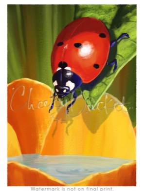 childrens ladybird picture,cheekybucket spot mcdot,childrens wall art,colourful kids prints