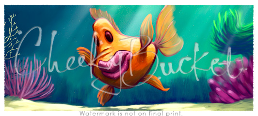cheekybucket orange fish,childrens fish wall art,colourful kids prints,decorative kids animal prints