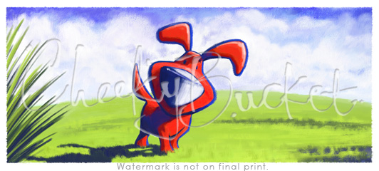 cheekybucket red dog,childrens dog wall art,colourful kids prints,decorative kids animal prints