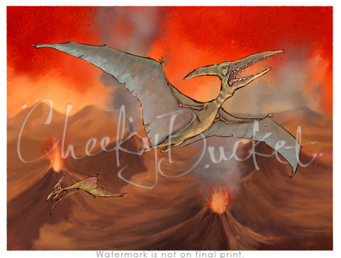 childrens dinosaur pictures,cheekybucket pteranodon,childrens wall art,colourful kids prints,bedroom wall art,decorative bedroom wall