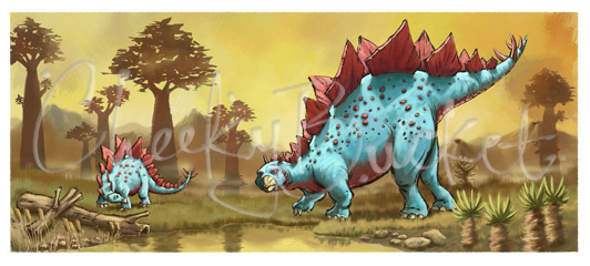 childrens dinosaur pictures,cheekybucket stegosaurus,childrens wall art,colourful kids prints,bedroom wall art,decorative bedroom wall