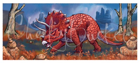 childrens dinosaur pictures,cheekybucket triceratops,childrens wall art,colourful kids prints,bedroom wall art,decorative bedroom wall
