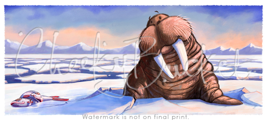 cheekybucket walrus,childrens walrus wall art,colourful kids prints,bedroom wall art,decorative kids animal prints