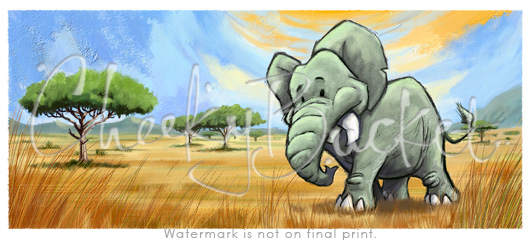 cheekybucket elephant,childrens elephant wall art,colourful kids prints,bedroom wall art,decorative kids animal prints