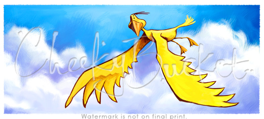 cheekybucket yellow bird,childrens bird wall art,colourful kids prints,decorative kids animal prints